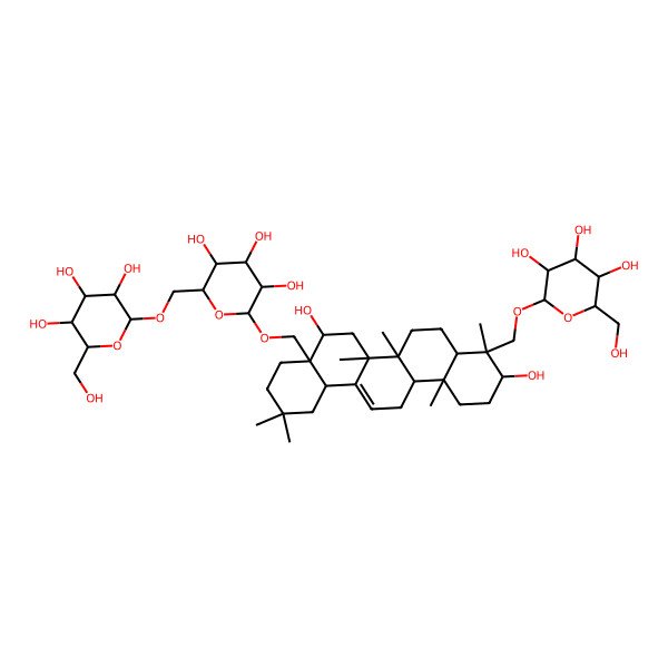 2D Structure of (2R,3R,4S,5S,6R)-2-[[(2R,3S,4S,5R,6R)-6-[[(4aS,5S,6aR,6aS,6bR,8aR,9R,10S,12aR,14bR)-5,10-dihydroxy-2,2,6a,6b,9,12a-hexamethyl-9-[[(2R,3R,4S,5S,6R)-3,4,5-trihydroxy-6-(hydroxymethyl)oxan-2-yl]oxymethyl]-1,3,4,5,6,6a,7,8,8a,10,11,12,13,14b-tetradecahydropicen-4a-yl]methoxy]-3,4,5-trihydroxyoxan-2-yl]methoxy]-6-(hydroxymethyl)oxane-3,4,5-triol