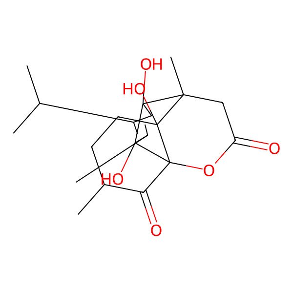 2D Structure of (1R,2R,6R,7R,8S,11S)-2,6,8-trihydroxy-3,7,11-trimethyl-4-propan-2-yl-13-oxatetracyclo[5.5.3.01,8.02,6]pentadec-3-ene-12,14-dione