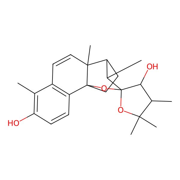 2D Structure of (1R,3'R,4'S,11R,12S,13R)-4',5',5',6,10,12-hexamethylspiro[14-oxatetracyclo[9.3.2.01,10.02,7]hexadeca-2(7),3,5,8-tetraene-13,2'-oxolane]-3',5-diol