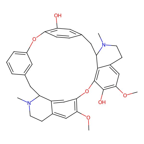 2D Structure of (1S,14S)-20,25-dimethoxy-15,30-dimethyl-8,23-dioxa-15,30-diazaheptacyclo[22.6.2.29,12.13,7.114,18.027,31.022,33]hexatriaconta-3(36),4,6,9,11,18,20,22(33),24,26,31,34-dodecaene-10,21-diol