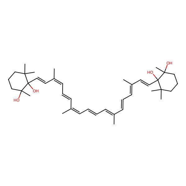 2D Structure of (1R,2S)-2-[(1E,3E,5E,7E,9E,11E,13E,15E,17E)-18-[(1S,2R)-1,2-dihydroxy-2,6,6-trimethylcyclohexyl]-3,7,12,16-tetramethyloctadeca-1,3,5,7,9,11,13,15,17-nonaenyl]-1,3,3-trimethylcyclohexane-1,2-diol
