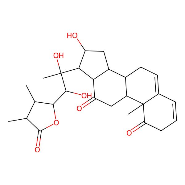 2D Structure of (8S,9S,10R,13S,14S,16S,17R)-17-[(1R,2R)-1-[(3R,4R)-3,4-dimethyl-5-oxooxolan-2-yl]-1,2-dihydroxypropan-2-yl]-16-hydroxy-10-methyl-2,7,8,9,11,13,14,15,16,17-decahydrocyclopenta[a]phenanthrene-1,12-dione