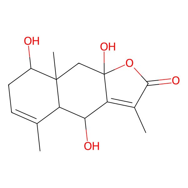 2D Structure of (4R,4aS,8R,8aR,9aS)-4,8,9a-trihydroxy-3,5,8a-trimethyl-4a,7,8,9-tetrahydro-4H-benzo[f][1]benzofuran-2-one