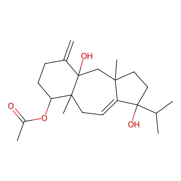 2D Structure of [(3R,5aS,6S,9aR,10aS)-3,9a-dihydroxy-5a,10a-dimethyl-9-methylidene-3-propan-2-yl-2,5,6,7,8,10-hexahydro-1H-benzo[f]azulen-6-yl] acetate