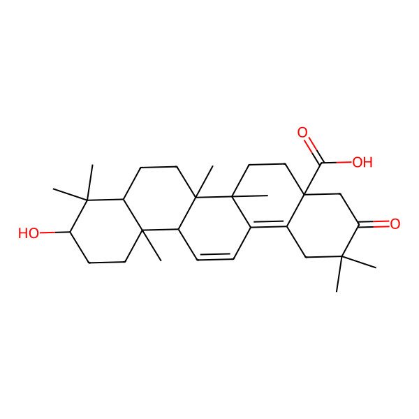 2D Structure of 10-hydroxy-2,2,6a,6b,9,9,12a-heptamethyl-3-oxo-4,5,6,6a,7,8,8a,10,11,12-decahydro-1H-picene-4a-carboxylic acid