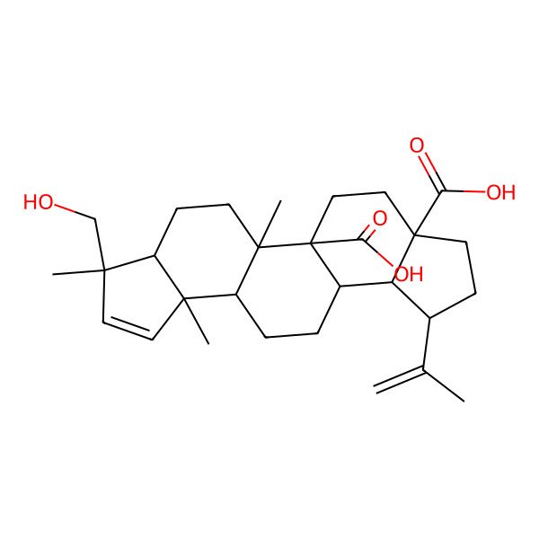 2D Structure of (1S,2R,5R,6S,9R,10R,13R,14R,15R,18S)-6-(hydroxymethyl)-2,6,9-trimethyl-15-prop-1-en-2-ylpentacyclo[11.7.0.02,10.05,9.014,18]icos-7-ene-1,18-dicarboxylic acid