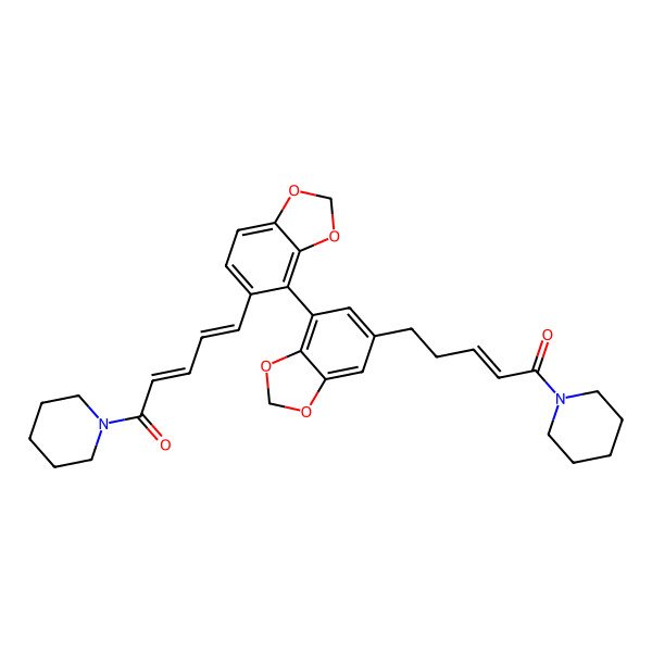 2D Structure of 5-[7-[5-(5-Oxo-5-piperidin-1-ylpenta-1,3-dienyl)-1,3-benzodioxol-4-yl]-1,3-benzodioxol-5-yl]-1-piperidin-1-ylpent-2-en-1-one