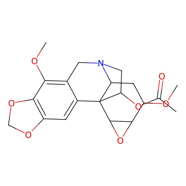 2D Structure of [(1S,13R,15R,16S,18R,19R)-9,15-dimethoxy-5,7,17-trioxa-12-azahexacyclo[10.6.2.01,13.02,10.04,8.016,18]icosa-2,4(8),9-trien-19-yl] acetate