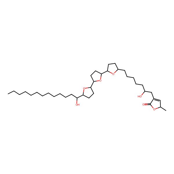 2D Structure of 4-[2-hydroxy-7-[5-[5-[5-(1-hydroxytridecyl)oxolan-2-yl]oxolan-2-yl]oxolan-2-yl]heptyl]-2-methyl-2H-furan-5-one