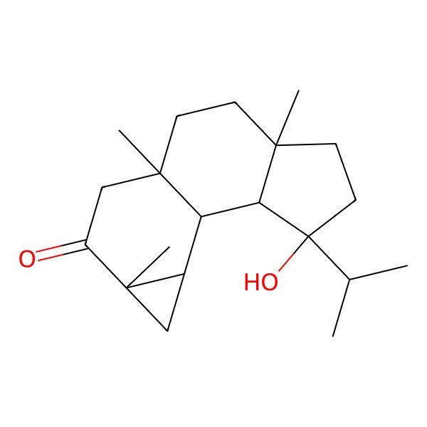 2D Structure of (1R,2R,3S,6S,9S,12S,14S)-3-hydroxy-6,9,12-trimethyl-3-propan-2-yltetracyclo[7.5.0.02,6.012,14]tetradecan-11-one
