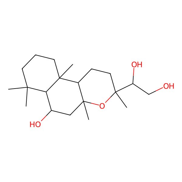 2D Structure of 1-(6-hydroxy-3,4a,7,7,10a-pentamethyl-2,5,6,6a,8,9,10,10b-octahydro-1H-benzo[f]chromen-3-yl)ethane-1,2-diol