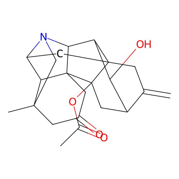 2D Structure of [(1R,5R,8R,9S,10R,11S,14S,16S,17R,18S)-10-hydroxy-5-methyl-12-methylidene-3-oxo-7-azaheptacyclo[9.6.2.01,8.05,17.07,16.09,14.014,18]nonadecan-18-yl] acetate