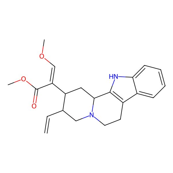 2D Structure of methyl (E)-2-[(2R,3R,12bR)-3-ethenyl-1,2,3,4,6,7,12,12b-octahydroindolo[2,3-a]quinolizin-2-yl]-3-methoxyprop-2-enoate