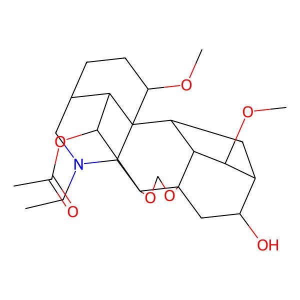 2D Structure of (14-Ethyl-6-hydroxy-4,19-dimethoxy-9,11-dioxa-14-azaheptacyclo[10.7.2.12,5.01,13.03,8.08,12.016,20]docosan-21-yl) acetate