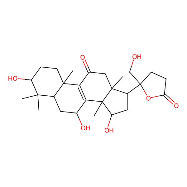 2D Structure of (5S)-5-(hydroxymethyl)-5-[(3S,5R,7S,10S,13R,14R,15S,17S)-3,7,15-trihydroxy-4,4,10,13,14-pentamethyl-11-oxo-1,2,3,5,6,7,12,15,16,17-decahydrocyclopenta[a]phenanthren-17-yl]oxolan-2-one