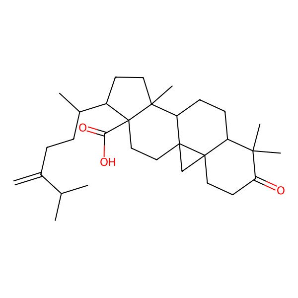 2D Structure of (1S,3R,8R,11S,12S,15R,16S)-7,7,12-trimethyl-15-[(2R)-6-methyl-5-methylideneheptan-2-yl]-6-oxopentacyclo[9.7.0.01,3.03,8.012,16]octadecane-16-carboxylic acid