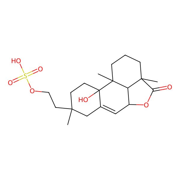 2D Structure of 2-[(1R,2S,5R,9S,12R,16S)-2-hydroxy-1,5,12-trimethyl-11-oxo-10-oxatetracyclo[7.6.1.02,7.012,16]hexadec-7-en-5-yl]ethyl hydrogen sulfate