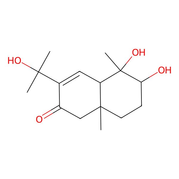 2D Structure of (4aS,5S,6R,8aR)-5,6-dihydroxy-3-(2-hydroxypropan-2-yl)-5,8a-dimethyl-4a,6,7,8-tetrahydro-1H-naphthalen-2-one 2D Structure of (4aS,5S,6R,8aR)-5,6-dihydroxy-3-(2-hydroxypropan-2-yl)-5,8a-dimethyl-4a,6,7,8-tetrahydro-1H-naphthalen-2-one