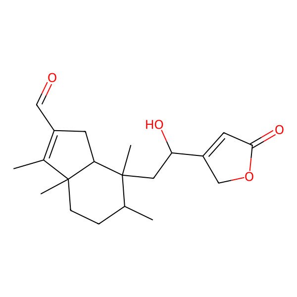 2D Structure of 7-[2-hydroxy-2-(5-oxo-2H-furan-3-yl)ethyl]-3,3a,6,7-tetramethyl-4,5,6,7a-tetrahydro-1H-indene-2-carbaldehyde