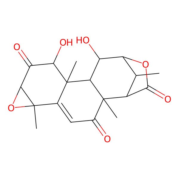 2D Structure of (1R,2S,6S,8S,10R,11S,12S,13S,14S,17S)-10,13-dihydroxy-2,6,11,17-tetramethyl-7,15-dioxapentacyclo[12.2.1.02,12.05,11.06,8]heptadec-4-ene-3,9,16-trione