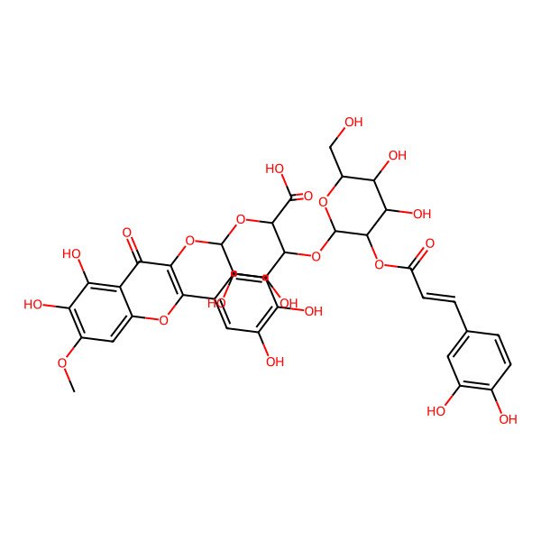2D Structure of 6-[2-(3,4-Dihydroxyphenyl)-5,6-dihydroxy-7-methoxy-4-oxochromen-3-yl]oxy-3-[3-[3-(3,4-dihydroxyphenyl)prop-2-enoyloxy]-4,5-dihydroxy-6-(hydroxymethyl)oxan-2-yl]oxy-4,5-dihydroxyoxane-2-carboxylic acid