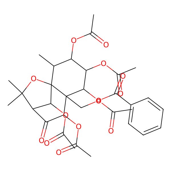 2D Structure of [3,4,7,12-Tetraacetyloxy-6-(acetyloxymethyl)-2,10,10-trimethyl-8-oxo-11-oxatricyclo[7.2.1.01,6]dodecan-5-yl] benzoate