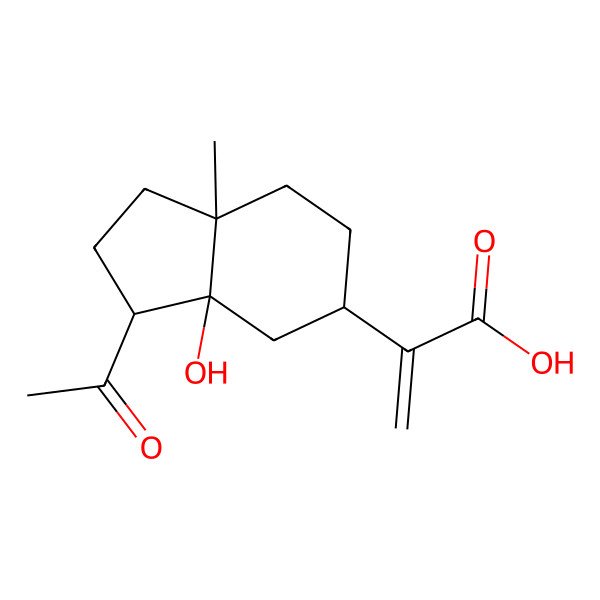 2D Structure of 2-[(3R,3aS,5S,7aS)-3-acetyl-3a-hydroxy-7a-methyl-2,3,4,5,6,7-hexahydro-1H-inden-5-yl]prop-2-enoic acid