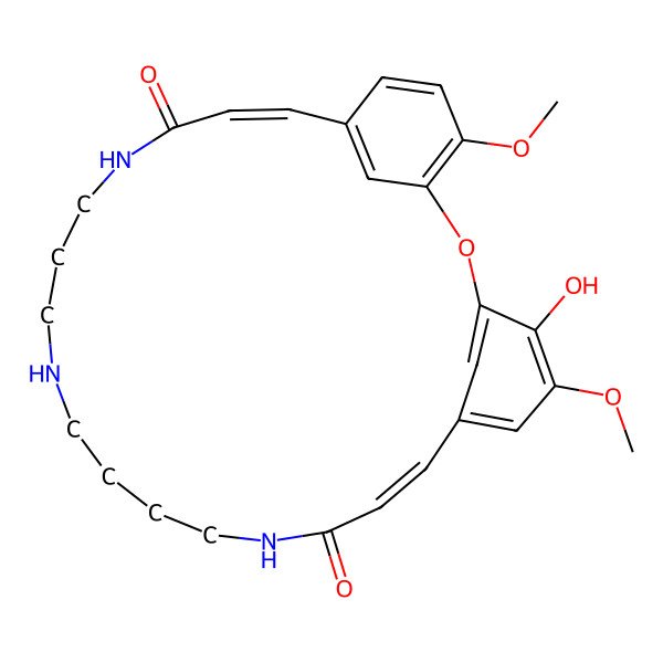 2D Structure of 27-Hydroxy-4,26-dimethoxy-2-oxa-11,15,20-triazatricyclo[22.3.1.13,7]nonacosa-1(27),3,5,7(29),8,22,24(28),25-octaene-10,21-dione
