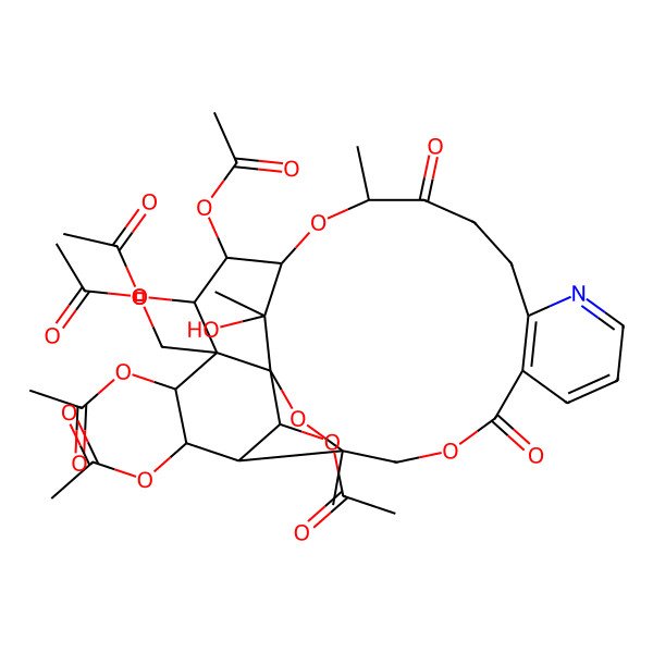 2D Structure of (19,20,22,23,25-Pentaacetyloxy-26-hydroxy-3,16,26-trimethyl-6,15-dioxo-2,5,17-trioxa-11-azapentacyclo[16.7.1.01,21.03,24.07,12]hexacosa-7(12),8,10-trien-21-yl)methyl acetate