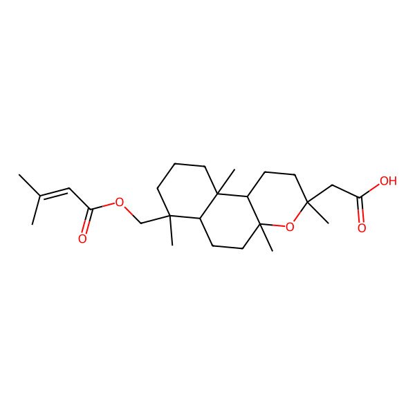 2D Structure of 2-[3,4a,7,10a-tetramethyl-7-(3-methylbut-2-enoyloxymethyl)-2,5,6,6a,8,9,10,10b-octahydro-1H-benzo[f]chromen-3-yl]acetic acid