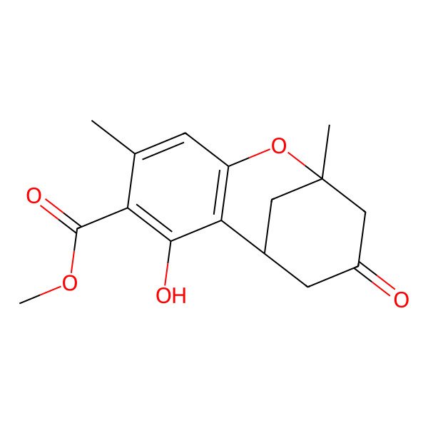 2D Structure of methyl (1R,9S)-3-hydroxy-5,9-dimethyl-11-oxo-8-oxatricyclo[7.3.1.02,7]trideca-2(7),3,5-triene-4-carboxylate