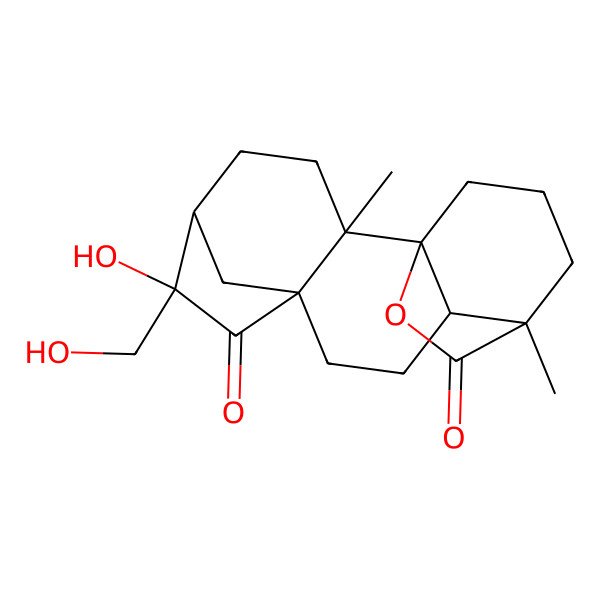 2D Structure of 6-Hydroxy-6-(hydroxymethyl)-2,12-dimethyl-16-oxapentacyclo[10.3.2.15,8.01,11.02,8]octadecane-7,17-dione