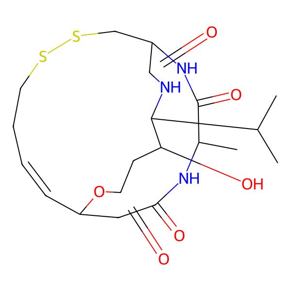2D Structure of 5-Hydroxy-20-methyl-6-propan-2-yl-2-oxa-11,12-dithia-7,19,22-triazabicyclo[7.7.6]docos-15-ene-3,8,18,21-tetrone
