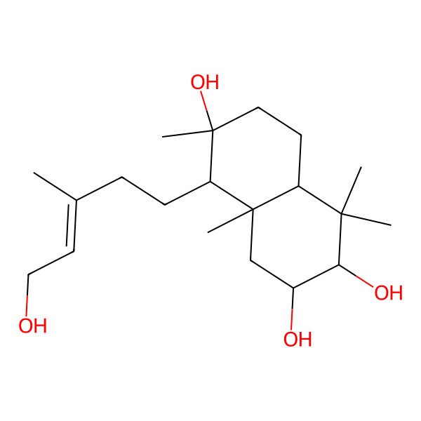 2D Structure of (2R,3S,4aR,5S,6S,8aS)-5-[(E)-5-hydroxy-3-methylpent-3-enyl]-1,1,4a,6-tetramethyl-3,4,5,7,8,8a-hexahydro-2H-naphthalene-2,3,6-triol