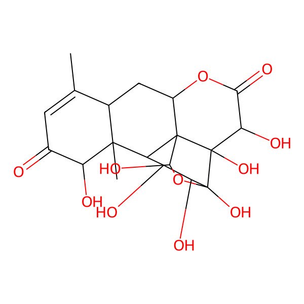 2D Structure of (1R,2R,3R,6R,8S,12S,13S,14R,15R,16S,17R,19S)-2,3,12,15,16,17,19-heptahydroxy-9,13-dimethyl-5,18-dioxapentacyclo[12.5.0.01,6.02,17.08,13]nonadec-9-ene-4,11-dione