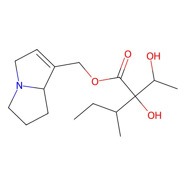 2D Structure of Pentanoic acid, 2-hydroxy-2-(1-hydroxyethyl)-3-methyl-, (2,3,5,7a-tetrahydro-1H-pyrrolizin-7-yl)methyl ester