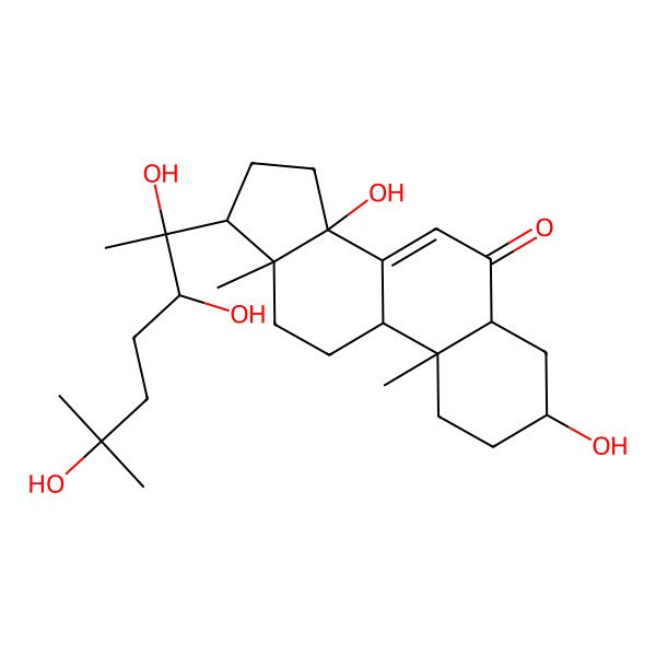 2D Structure of (3S,5R,9R,10R,13R,14S,17S)-3,14-dihydroxy-10,13-dimethyl-17-[(2S,3R)-2,3,6-trihydroxy-6-methylheptan-2-yl]-2,3,4,5,9,11,12,15,16,17-decahydro-1H-cyclopenta[a]phenanthren-6-one