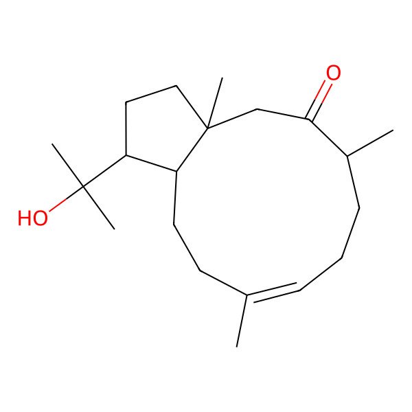 2D Structure of 1-(2-Hydroxypropan-2-yl)-3a,6,10-trimethyl-1,2,3,4,6,7,8,11,12,12a-decahydrocyclopenta[11]annulen-5-one
