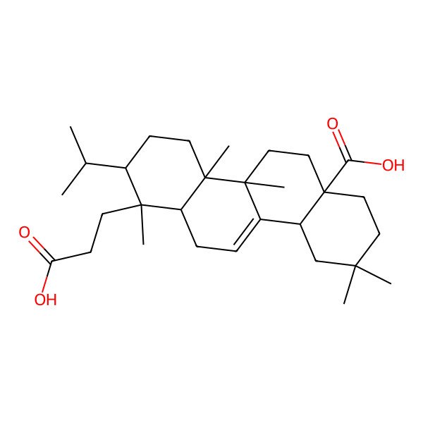 2D Structure of (1S,2S,4aR,4bS,6aS,10aS,12aR)-1-(2-carboxyethyl)-1,4a,4b,9,9-pentamethyl-2-propan-2-yl-3,4,5,6,7,8,10,10a,12,12a-decahydro-2H-chrysene-6a-carboxylic acid