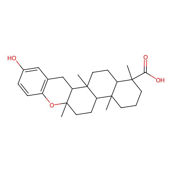 2D Structure of 6-Hydroxy-1,11,15,19-tetramethyl-10-oxapentacyclo[12.8.0.02,11.04,9.015,20]docosa-4(9),5,7-triene-19-carboxylic acid