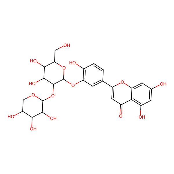 2D Structure of 2-[3-[(2S,3R,4S,5S,6R)-4,5-dihydroxy-6-(hydroxymethyl)-3-[(2S,3S,4S,5R)-3,4,5-trihydroxyoxan-2-yl]oxyoxan-2-yl]oxy-4-hydroxyphenyl]-5,7-dihydroxychromen-4-one