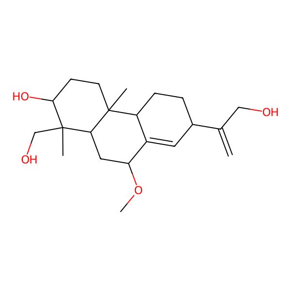 2D Structure of (1S,2R,4aS,4bS,7R,9S,10aS)-1-(hydroxymethyl)-7-(3-hydroxyprop-1-en-2-yl)-9-methoxy-1,4a-dimethyl-2,3,4,4b,5,6,7,9,10,10a-decahydrophenanthren-2-ol 2D Structure of (1S,2R,4aS,4bS,7R,9S,10aS)-1-(hydroxymethyl)-7-(3-hydroxyprop-1-en-2-yl)-9-methoxy-1,4a-dimethyl-2,3,4,4b,5,6,7,9,10,10a-decahydrophenanthren-2-ol
