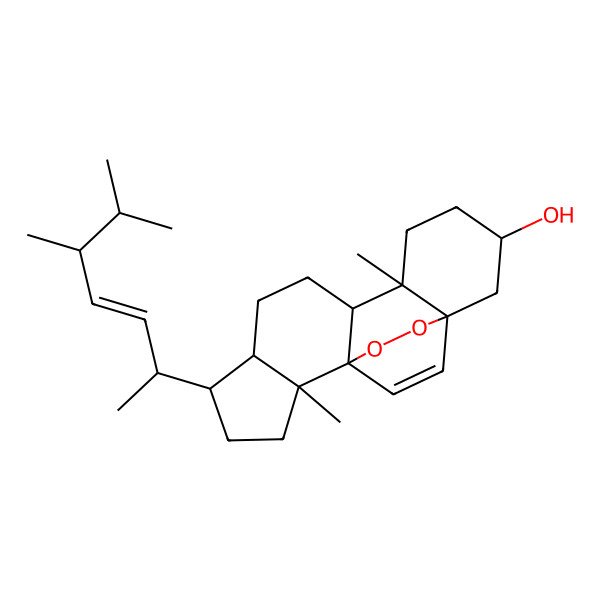 2D Structure of 5-(5,6-Dimethylhept-3-en-2-yl)-2,10-dimethyl-16,17-dioxapentacyclo[13.2.2.01,9.02,6.010,15]nonadec-18-en-13-ol