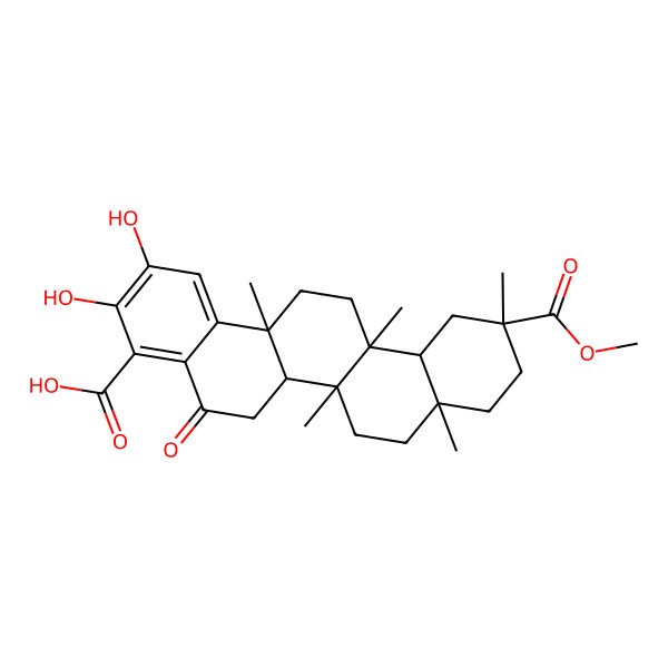 2D Structure of 2,3-Dihydroxy-11-methoxycarbonyl-6a,6b,8a,11,14a-pentamethyl-5-oxo-6,6a,7,8,9,10,12,12a,13,14-decahydropicene-4-carboxylic acid