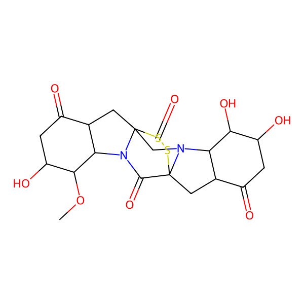 2D Structure of 5,6,16-Trihydroxy-15-methoxy-21,22-dithia-3,13-diazahexacyclo[9.9.2.01,13.03,11.04,9.014,19]docosane-2,8,12,18-tetrone