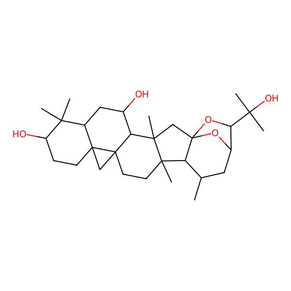 2D Structure of (1R,3S,4R,5S,7R,9S,12R,14S,17R,18R,19R,21R,22R)-22-(2-hydroxypropan-2-yl)-3,8,8,17,19-pentamethyl-23,24-dioxaheptacyclo[19.2.1.01,18.03,17.04,14.07,12.012,14]tetracosane-5,9-diol