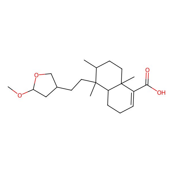 2D Structure of 5-[2-(5-Methoxyoxolan-3-yl)ethyl]-5,6,8a-trimethyl-3,4,4a,6,7,8-hexahydronaphthalene-1-carboxylic acid