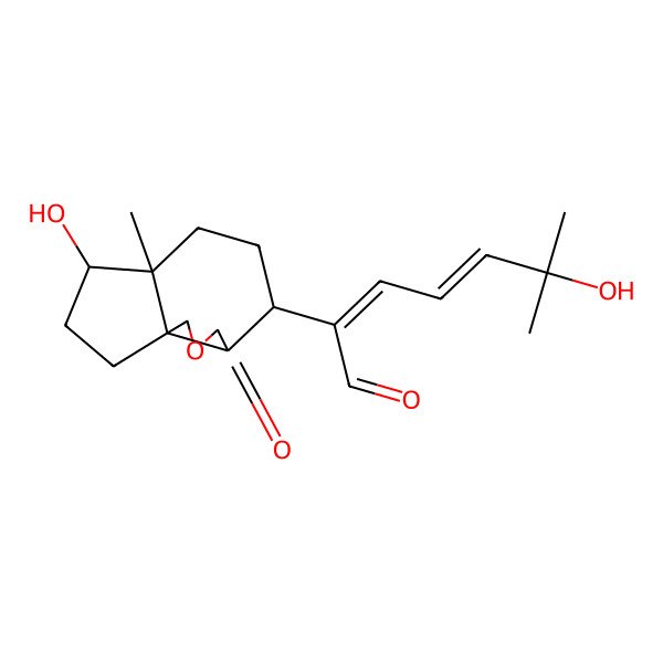 2D Structure of 6-Hydroxy-2-(7-hydroxy-6a-methyl-3-oxo-1,3a,4,5,6,7,8,9-octahydrocyclopenta[d][2]benzofuran-4-yl)-6-methylhepta-2,4-dienal