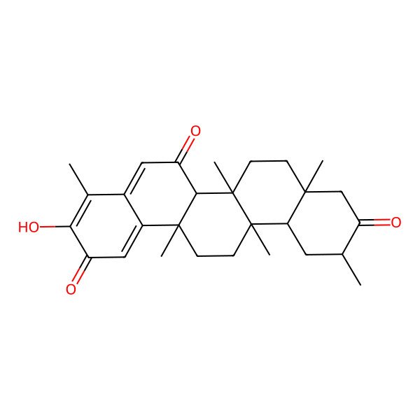 2D Structure of (6aR,6aS,6bR,8aS,11R,12aR,14aR)-3-hydroxy-4,6a,6b,8a,11,14a-hexamethyl-7,8,9,11,12,12a,13,14-octahydro-6aH-picene-2,6,10-trione
