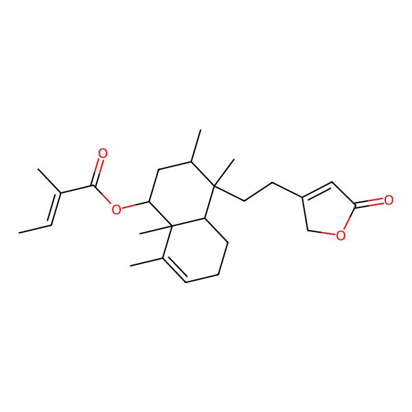 2D Structure of [3,4,8,8a-tetramethyl-4-[2-(5-oxo-2H-furan-3-yl)ethyl]-1,2,3,4a,5,6-hexahydronaphthalen-1-yl] 2-methylbut-2-enoate